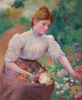 Girl picking flowers