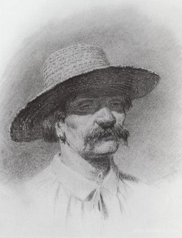 Men's head in a straw hat