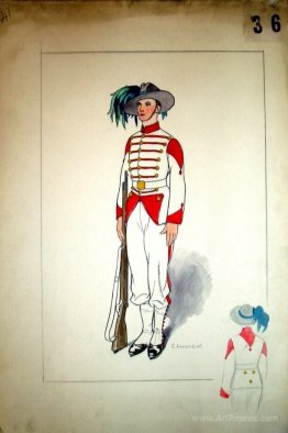 Costume design for an officer with a gun