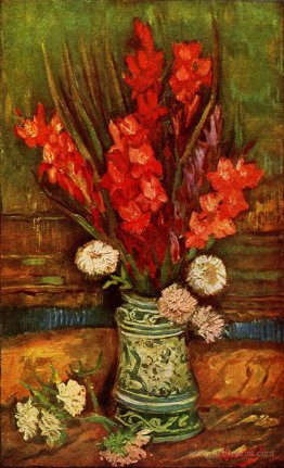 Still LIfe - Vase with Red Gladiolas