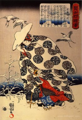 Tokiwa-Gozen with her three children in the snow