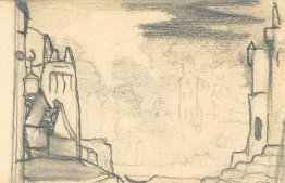 Scenery sketch for Mussorgsky's opera "Khovanshchina"