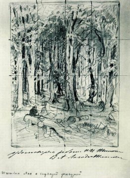 Forest with a seated figure