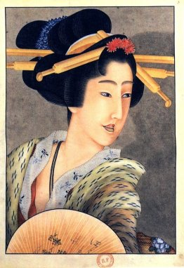 Portrait of a woman holding a fan