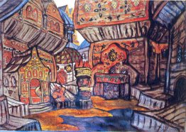 The court of Prince Vladimir Galitsky (Study of scene design for