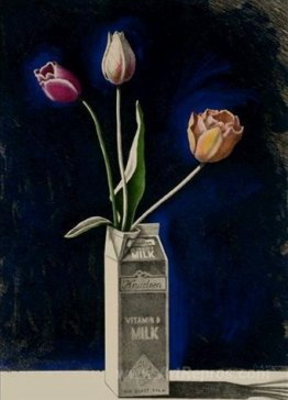 Tulips in a Milk Carton