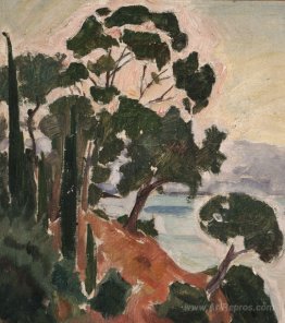 Landscape with Cypresses and Pines on a Rocky Coast