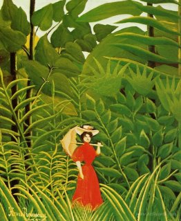 Woman in Red in the Forest