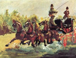 Count Alphonse de Toulouse Lautrec driving a four horse hitch