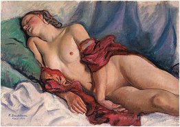 Sleeping Nude with a red shawl 