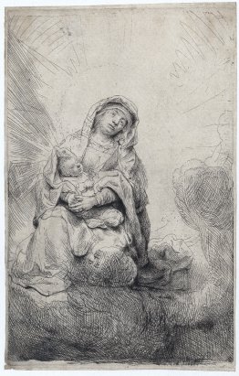 Virgin and child in the clouds