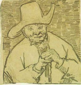 The Old Peasant Patience Escalier with Walking Stick, Half-Figur