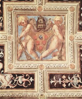 Scene with cherubs on papal coat of arms