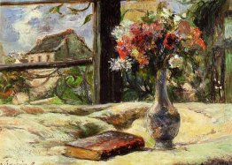 Still life. Vase with flowers on the window