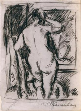 The Model behind his back. Drawing for the painting "Woman with