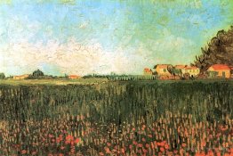 Farmhouses in a Wheat Field Near Arles