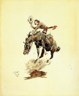 Bucking Horse and Cowgirl