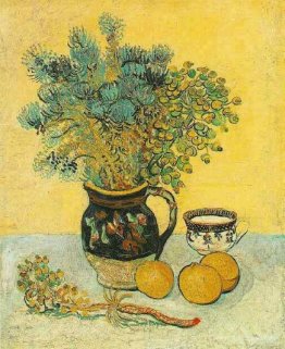 Still Life Majolica Jug with Wildflowers