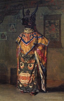 Buddhist lama in a monastery on a holiday Pemionchi. Sikkim