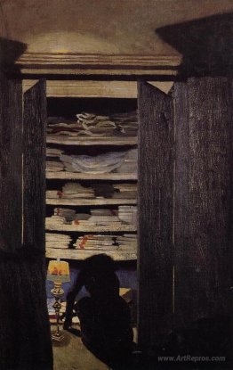 Woman Searching through a Cupboard