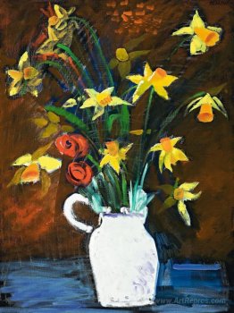 Daffodils in a White Vase