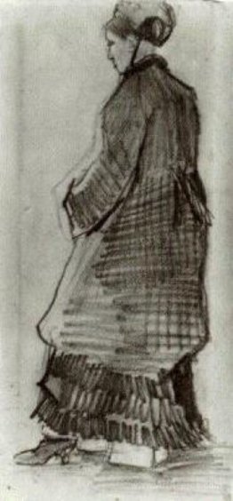 Woman with Hat, Coat and Pleated Dress