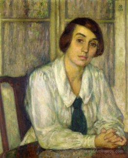 Portrait of Elizabeth van Rysselberghe, Seated with Her Hands on