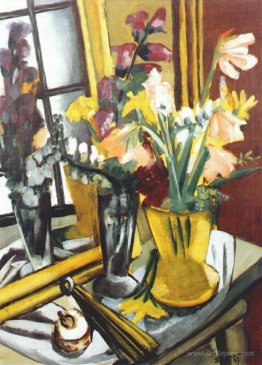 Floral still life with mirror