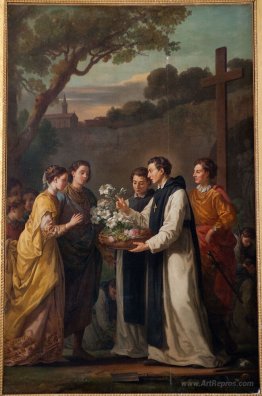 Saint Theobald offering an eleven branched lilium to Saint Louis