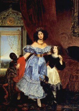 Portrait of Julia Samoylova with Giovannina Pacini and black boy