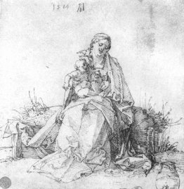 Madonna and child on the grassy bank