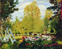 Landscape with a flowerbed