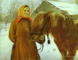 In a Village. Peasant Woman with a Horse