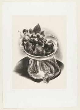 Peaches and Grapes on a Round Table