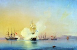 The battle of fregate Flora against Turkish steamships near Pits