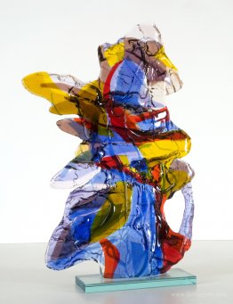 no title colorful abstract glass art - sculpture in fusion techn