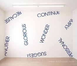 Wallpiece with blue mirror words