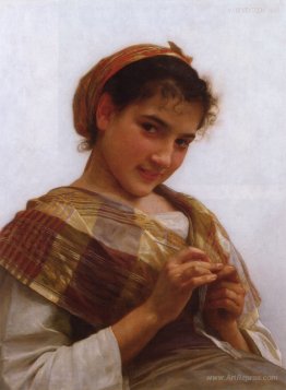 Portrait of a Young Girl Crocheting