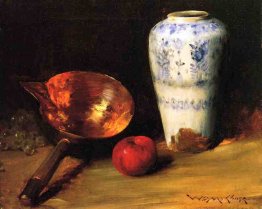 Still Liife with China Vase, Copper Pot, an Apple and a Bunch of