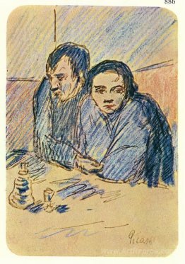 Man and woman in café (study)