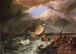 Calais Pier, with French Poissards Preparing for Sea, an English