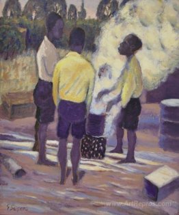 BOYS AROUND A BRAZIER, EASTWOOD