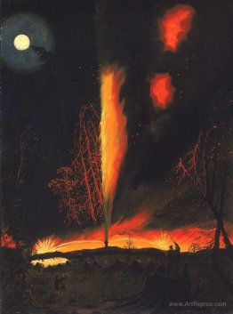 Burning Oil Well at Night, near Rouseville, Pennsylvania