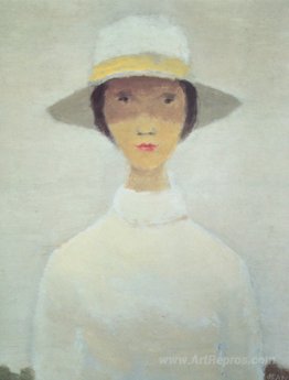 The woman in the white hat