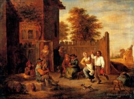 Peasants merrying outside an inn