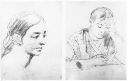 Portrait of a young woman. Girl reading a book