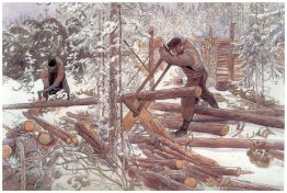 Woodcutters in the forest