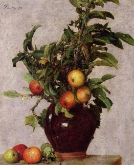 Vase with Apples and Foliage