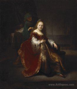 A young woman at her toilet