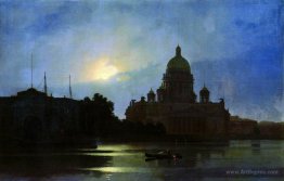 View of the Isaac Cathedral at Moonlight Night